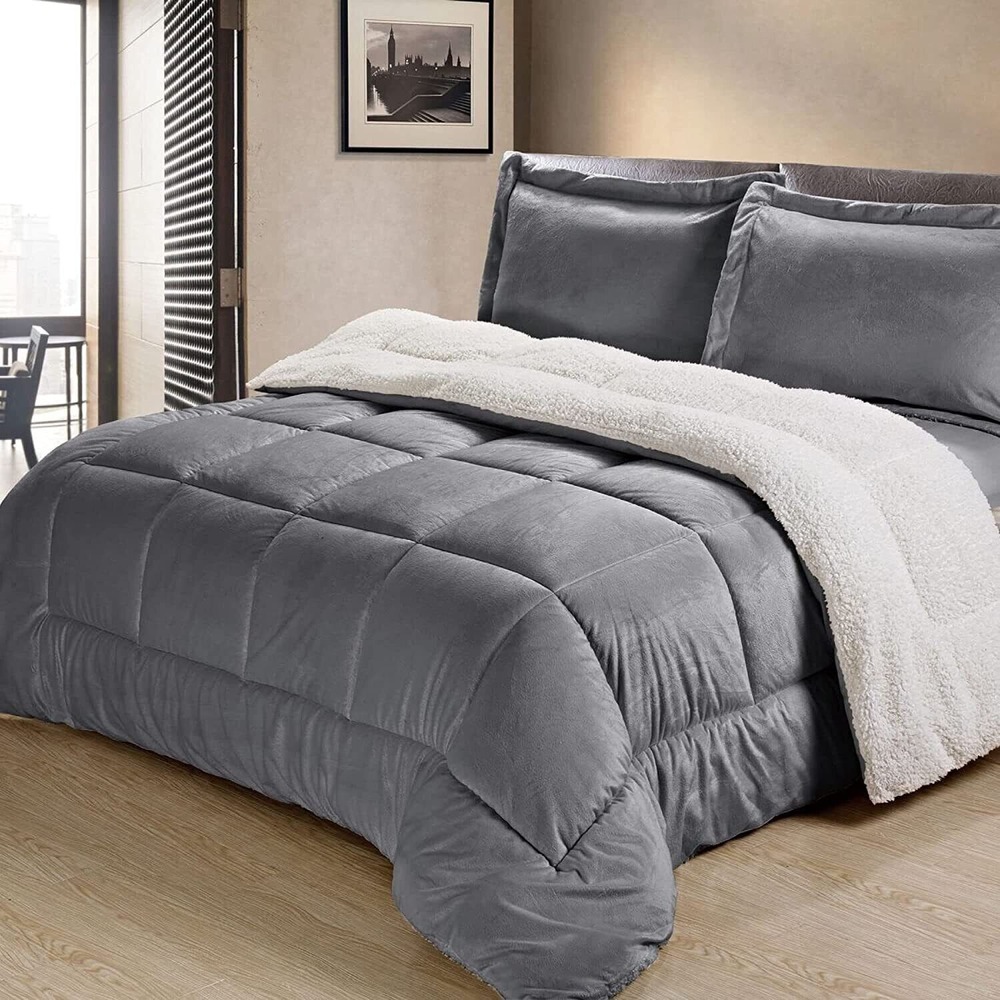 ⚡Cathay Home Ultimate Luxury Reversible Micromink & Sherpa Sz King Comforter Set